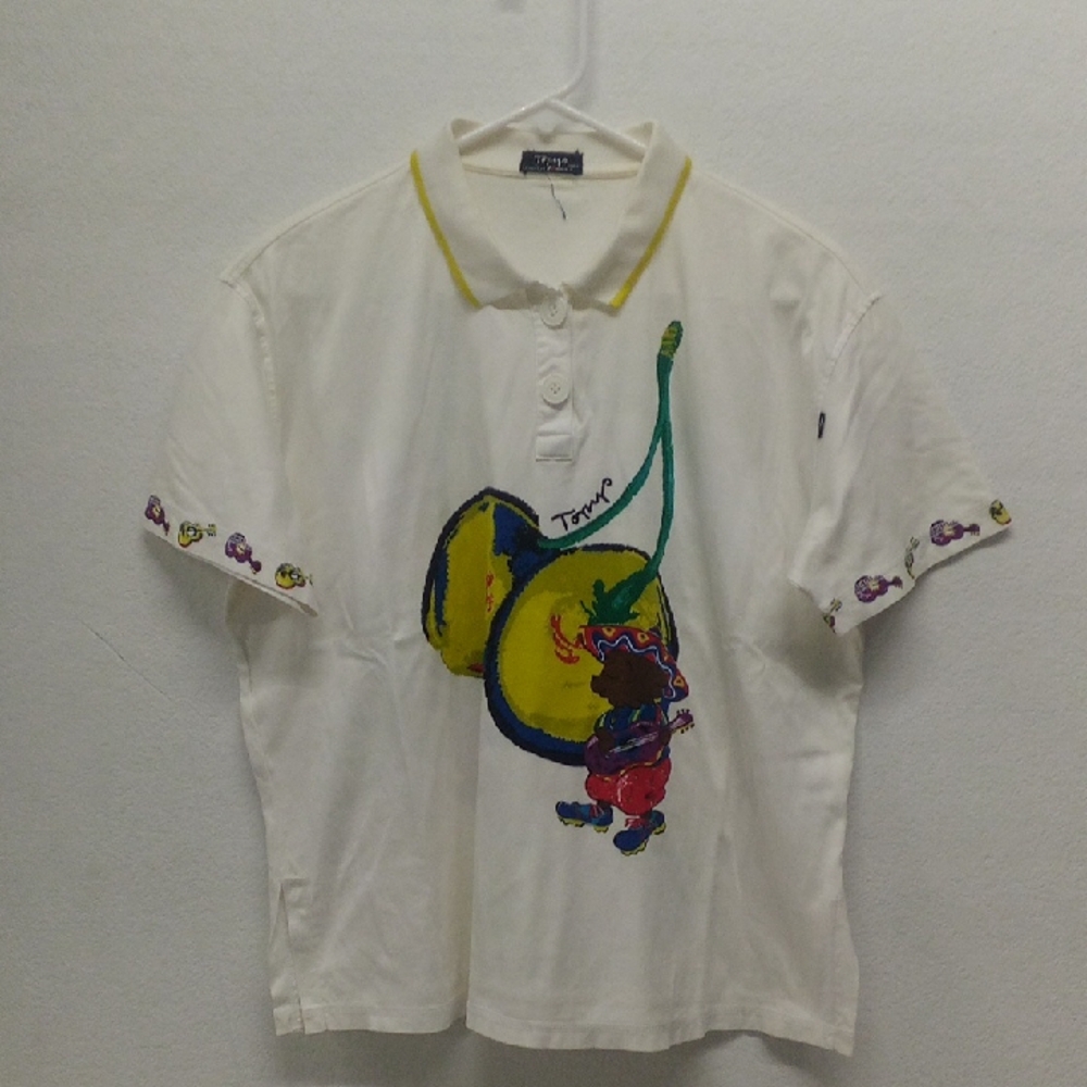 Topys White Colorful Graphic Women's Polo Shirt